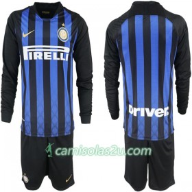 Camisolas de Futebol Inter de Milão Criança Equipamento Principal 2018/19 Manga Comprida